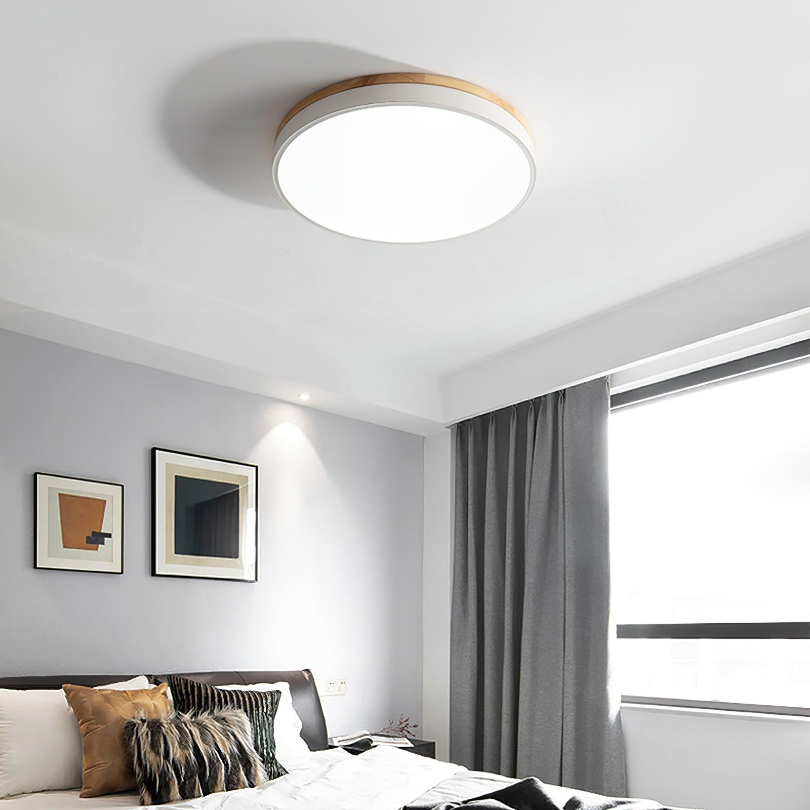 White Round Wooden Ceiling Lamp M298