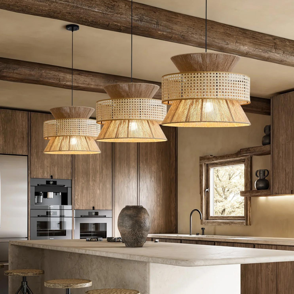 Handwoven Hemp Rope Rattan Veil Pendant Light D813