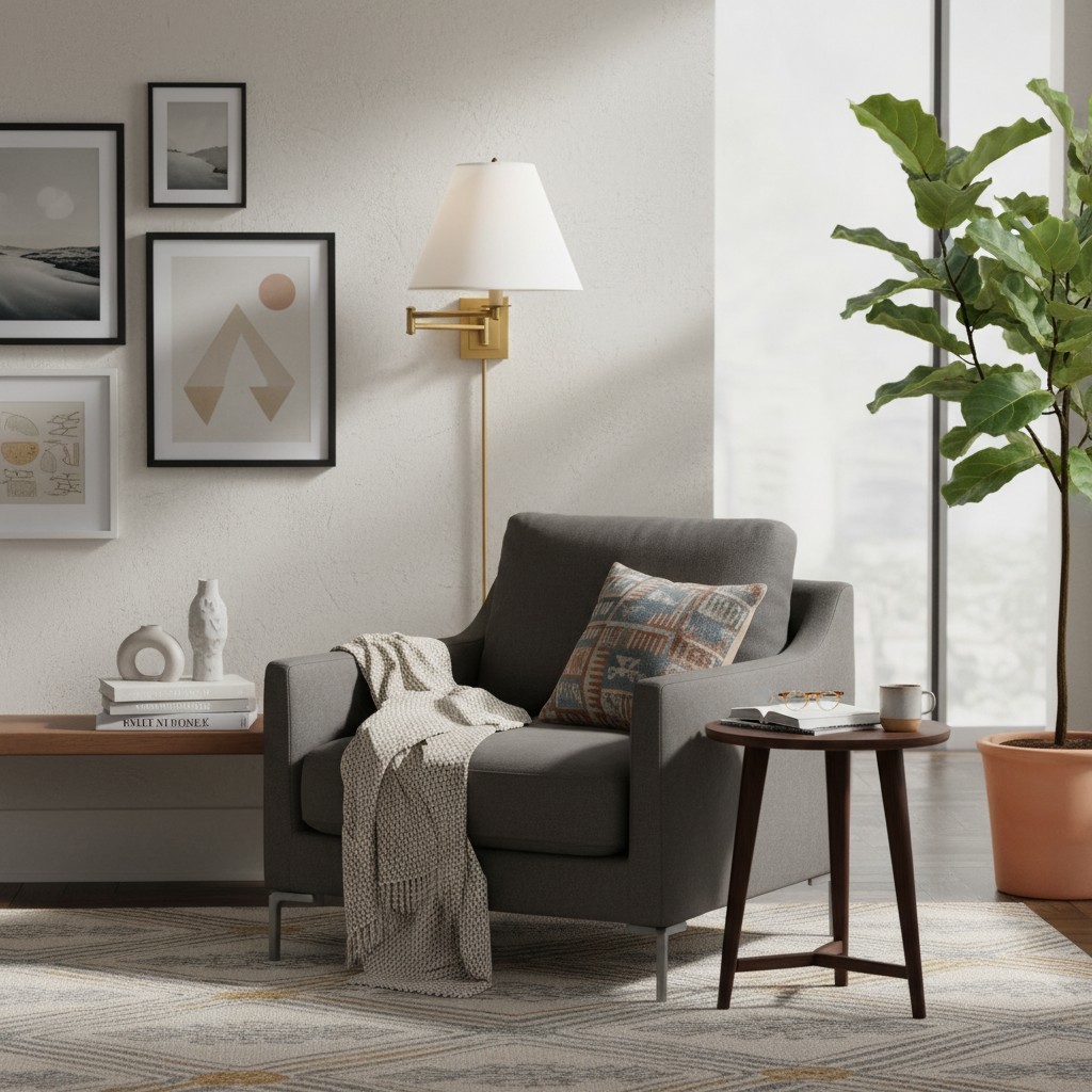 Arcuma Rotating Arm Wall Lamp - Retro Metal and Fabric for Bedrooms and Reading Corners T506