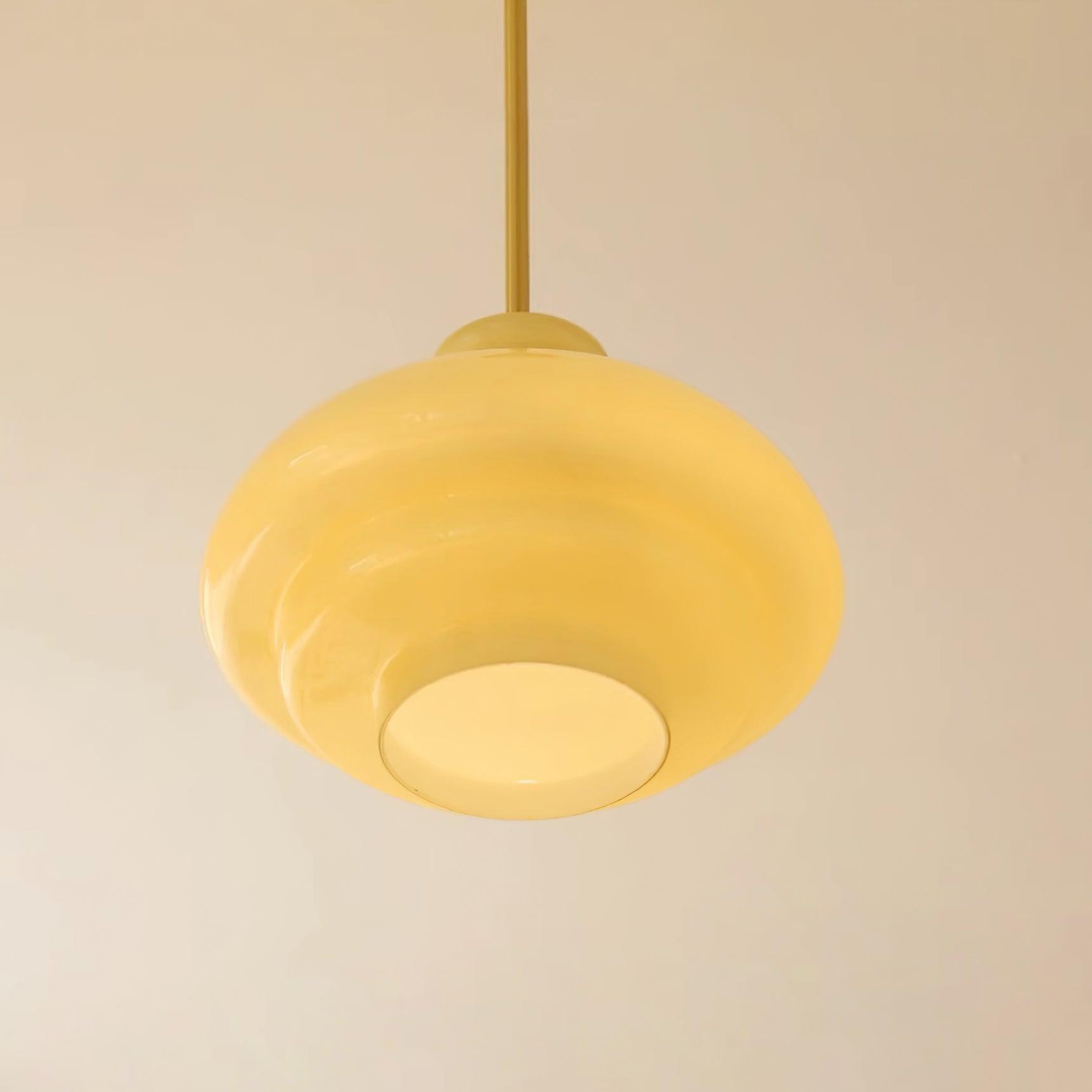 Round Yellow Stylish Simple Glass Pendant Lamp M36