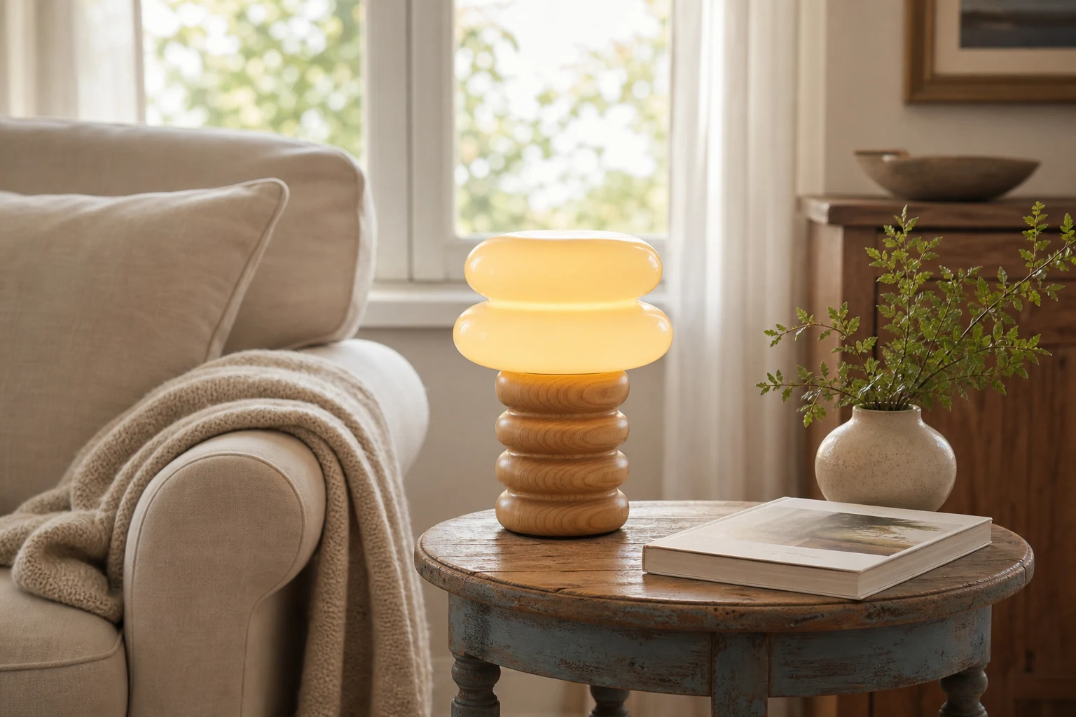 Lampa Auralume w scenie lifestylowej opartej na produkcie w kontekście