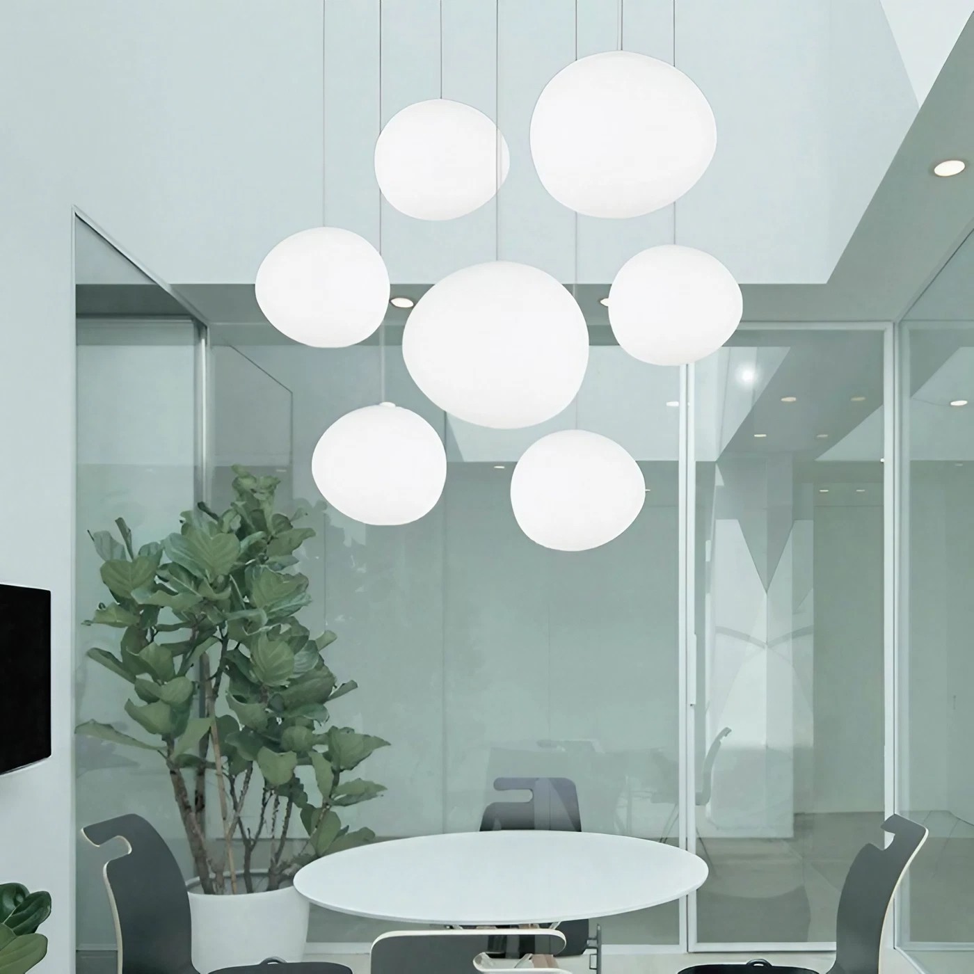 Stone Shape Opal Glass Pendant Light S05