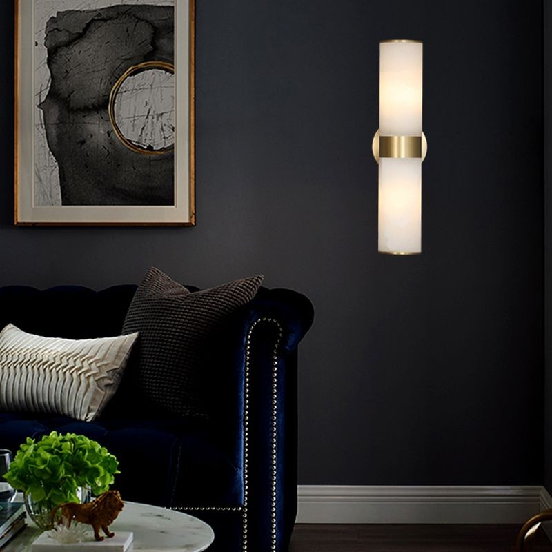 Modern Double Head Metal Brass Stone Vanity Wall Lamp M167