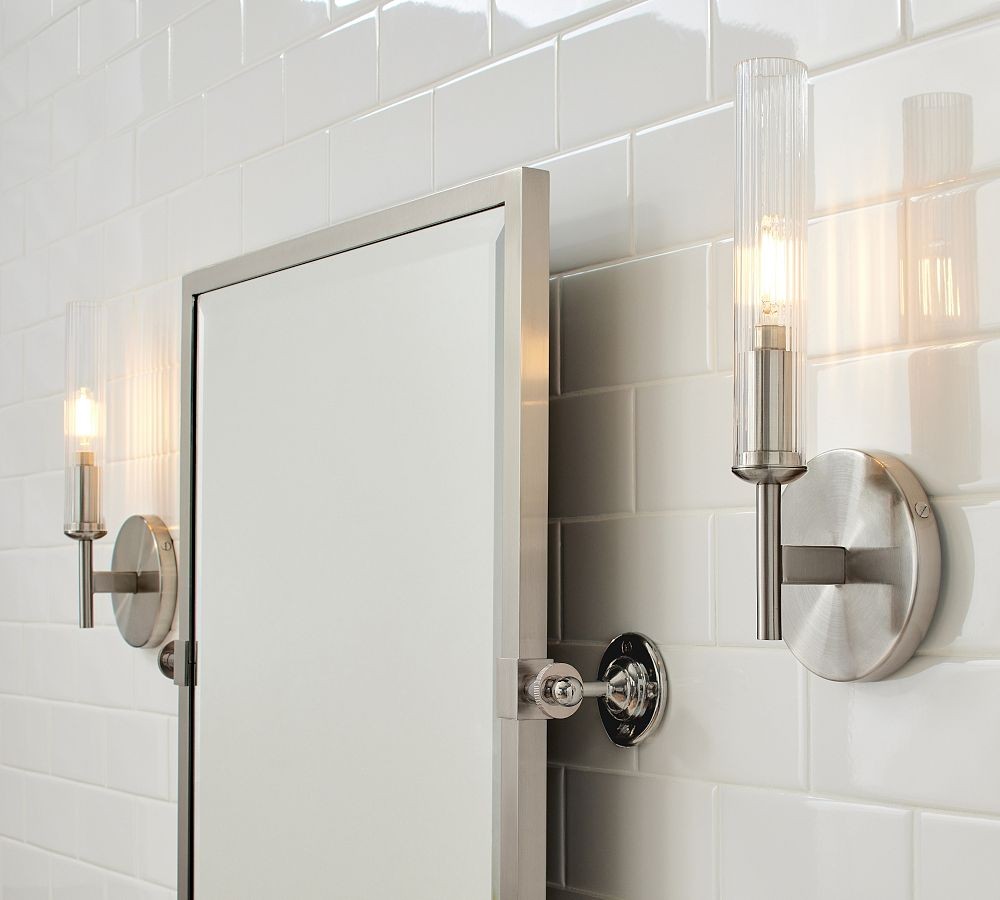 Bravira Ribbed Glass Wall Lamp - Tube Metal Light in Classic Finishes T075