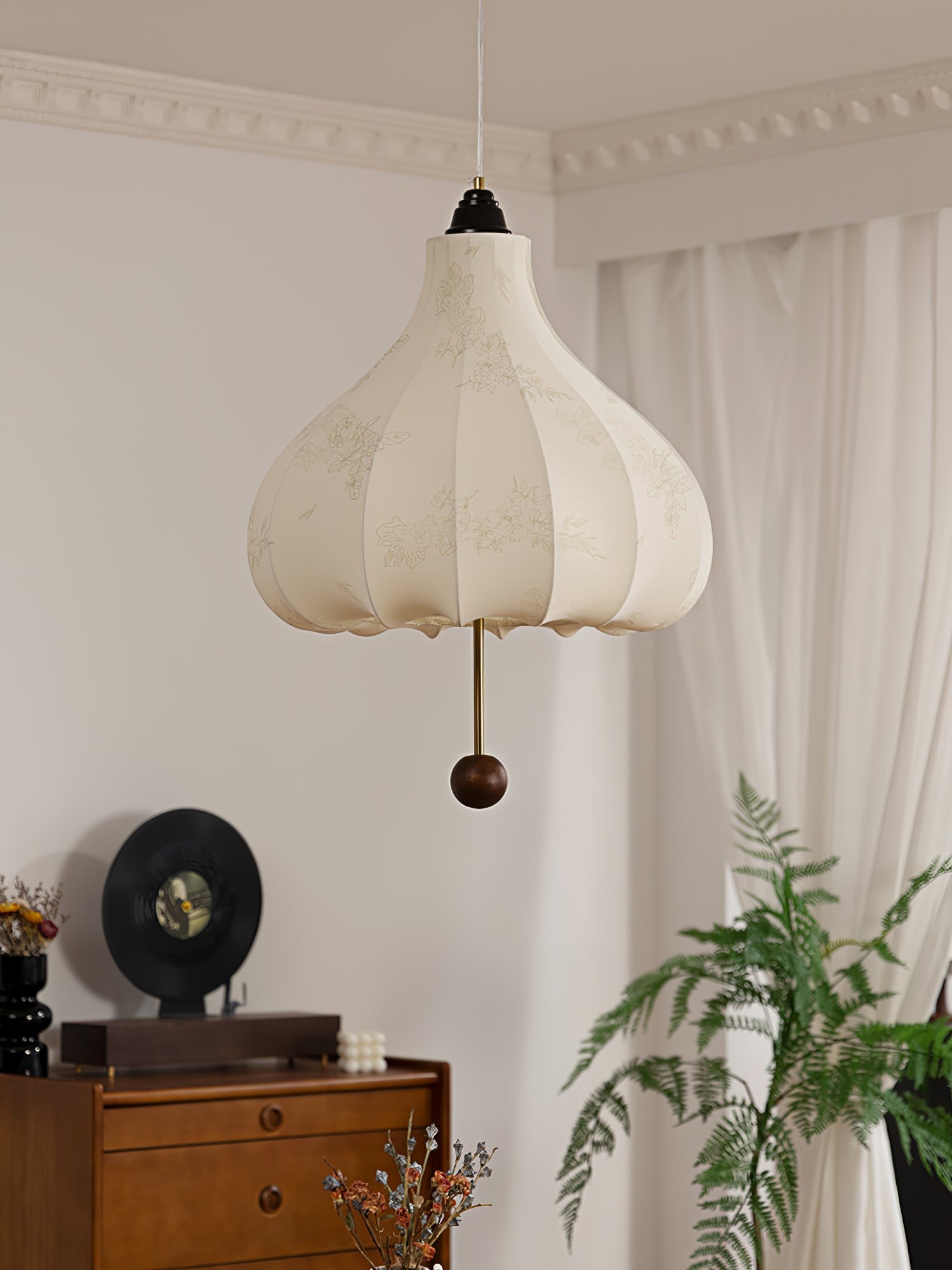 Retro Chestnut Fabric Pendant Light M568