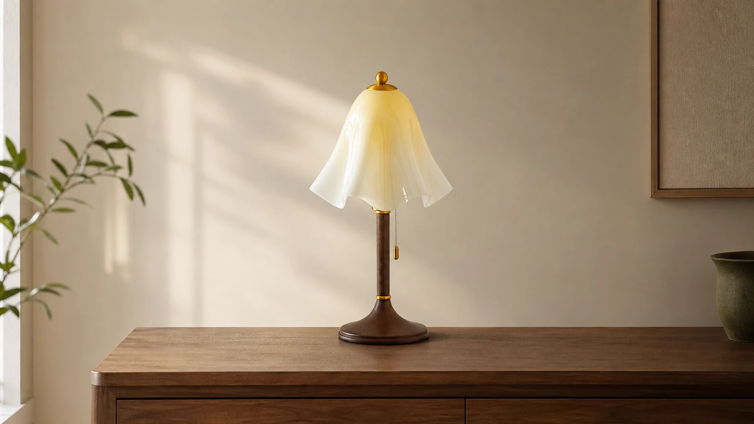 Lampa stołowa Mido D262, ciepła scena bohatera stylu życia