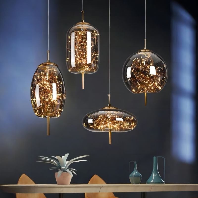 Scandinavian Cylinder Oval Glass Pendant Light M163