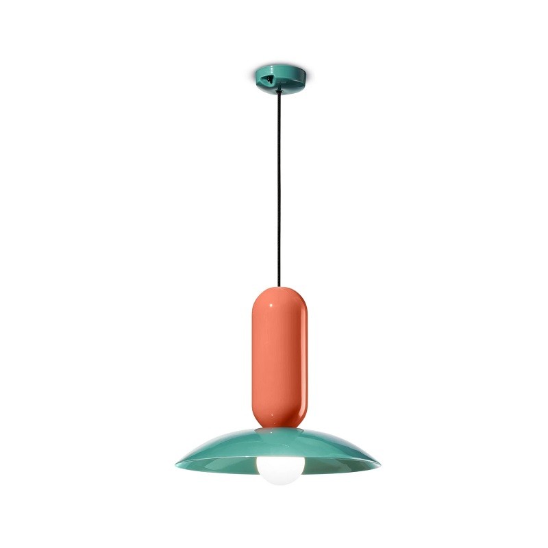 Lampa wisząca Frisbee Pau w kolorze pomarańczowo-zielonym