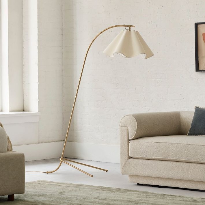 Oslan Scalloped Shade Floor Lamp - Modern Lighting with Arched Base T012