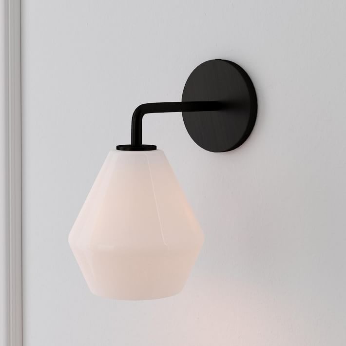 Merin Sculptural Milk Glass Geometric Wall Lamp T241