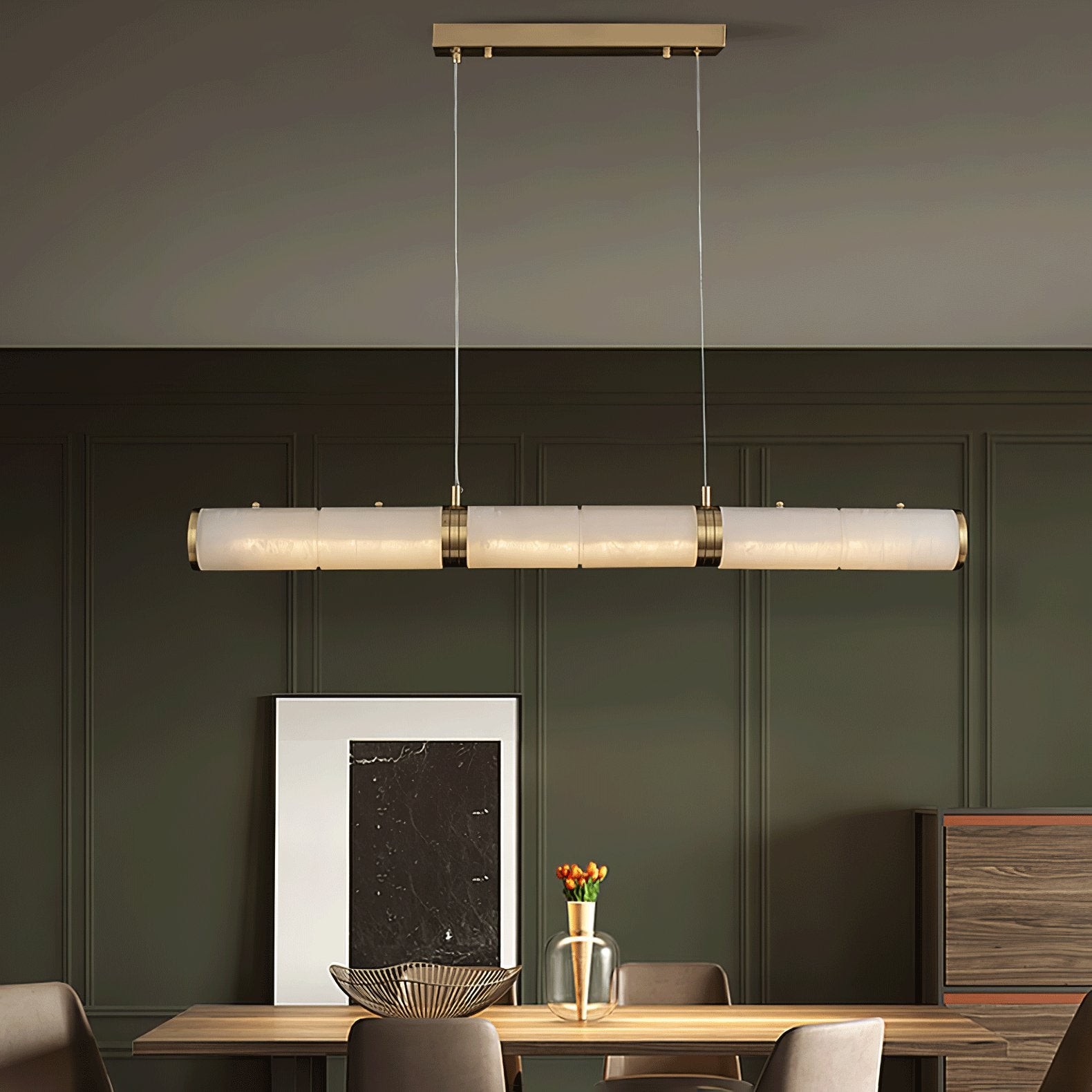 Luxurious Alabaster Beam Pendant Light M96