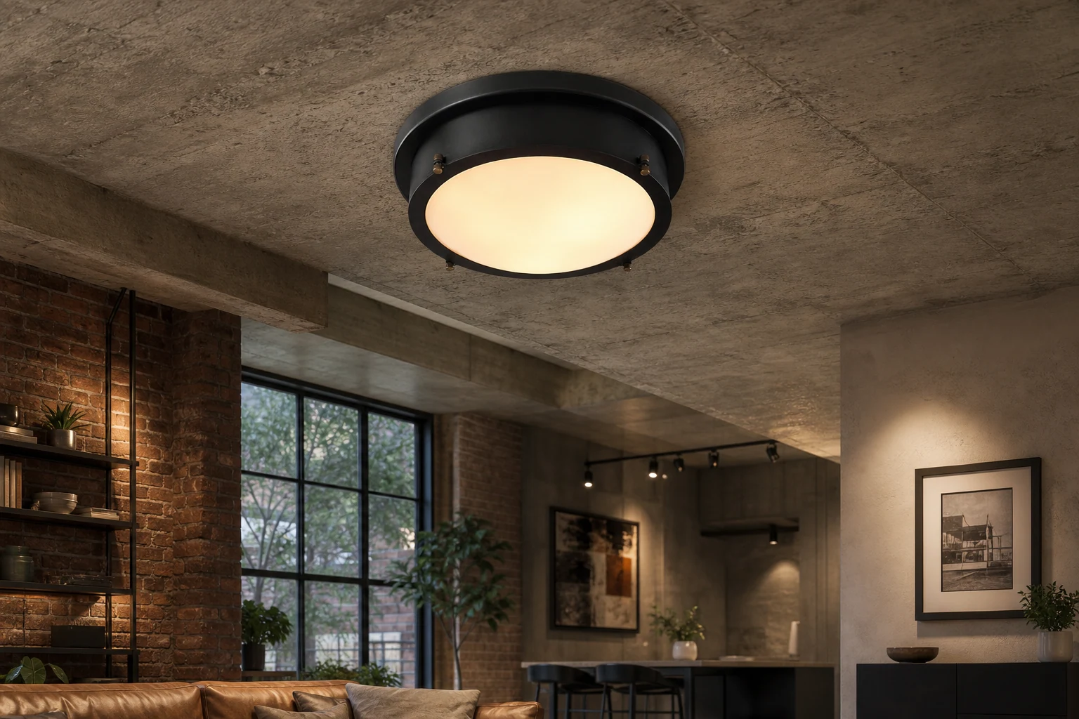 Scena lifestylowa przedstawiająca lampę sufitową w stylu BUNKER w kontekście