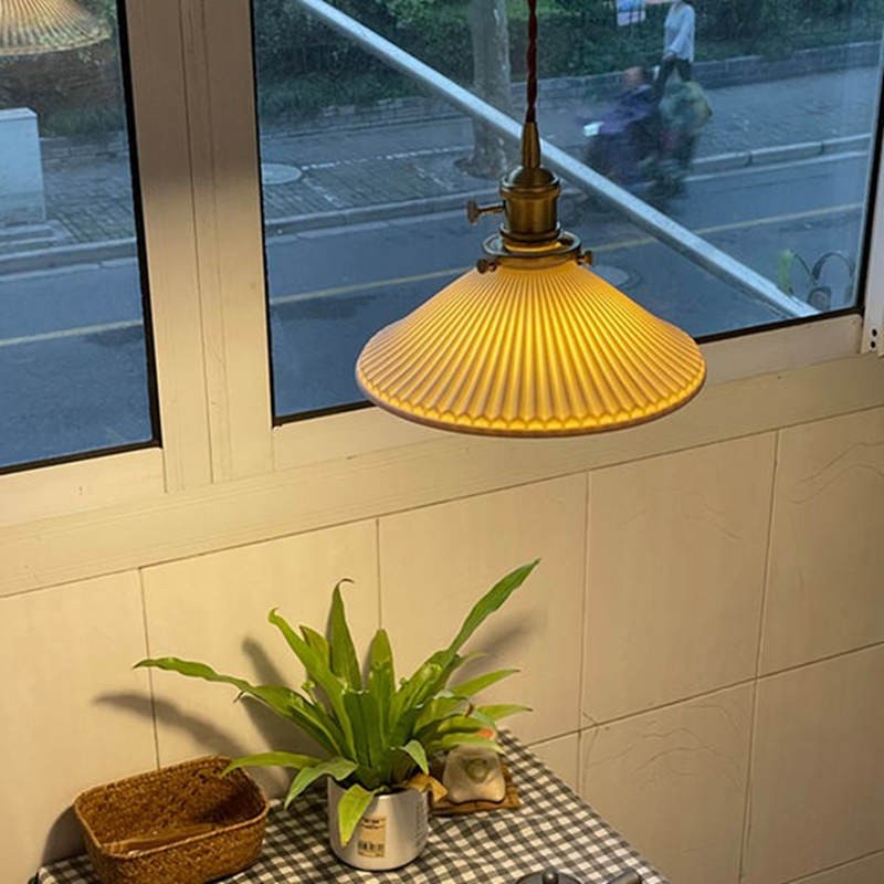 Modern Pleated Ceramic Pendant Light S122