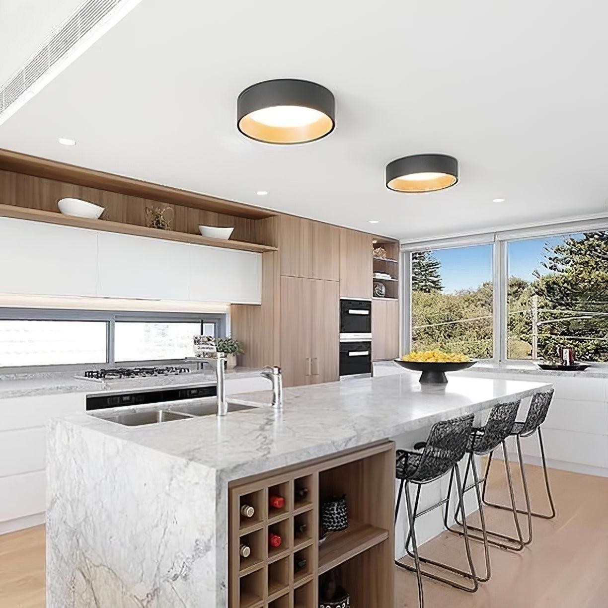 Japanese Minimalist Creative Wood Grain Round LED Ceiling Lamp M427