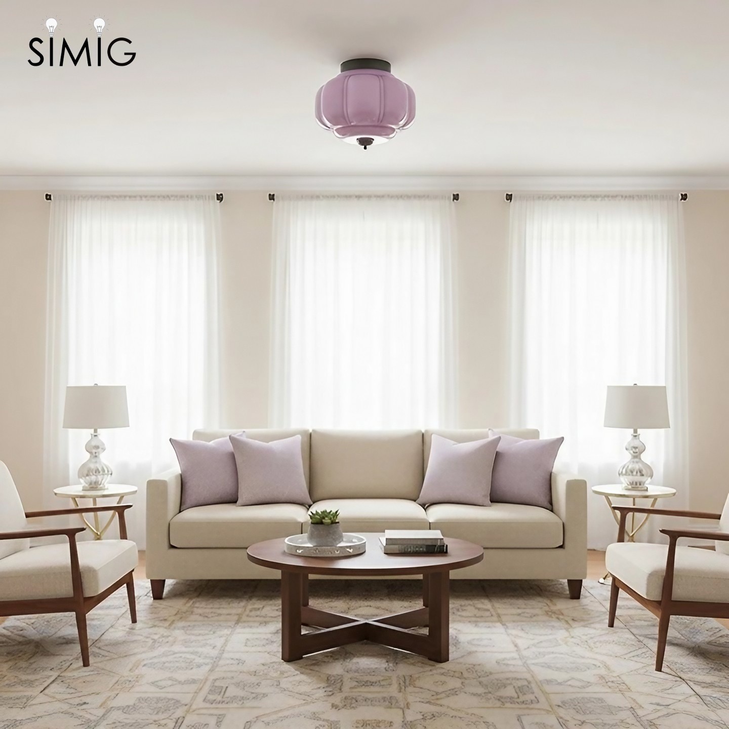 Eloise Retro Milk Glass Semi Flush Mount Ceiling Light G55