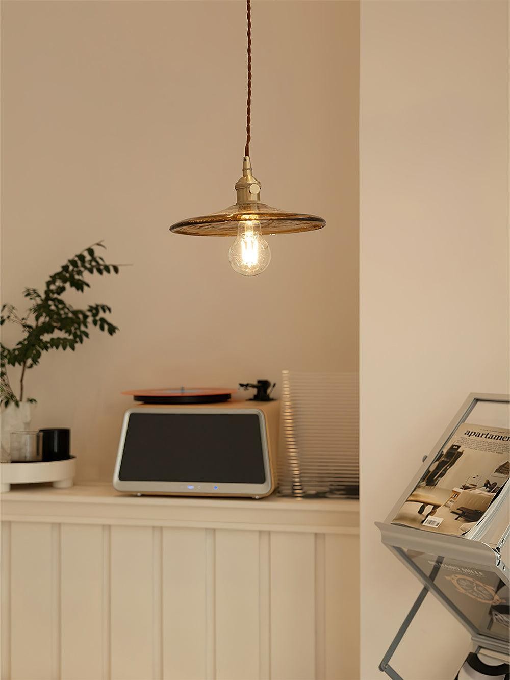 Brass Vintage Clear Glass Pendant Light M34