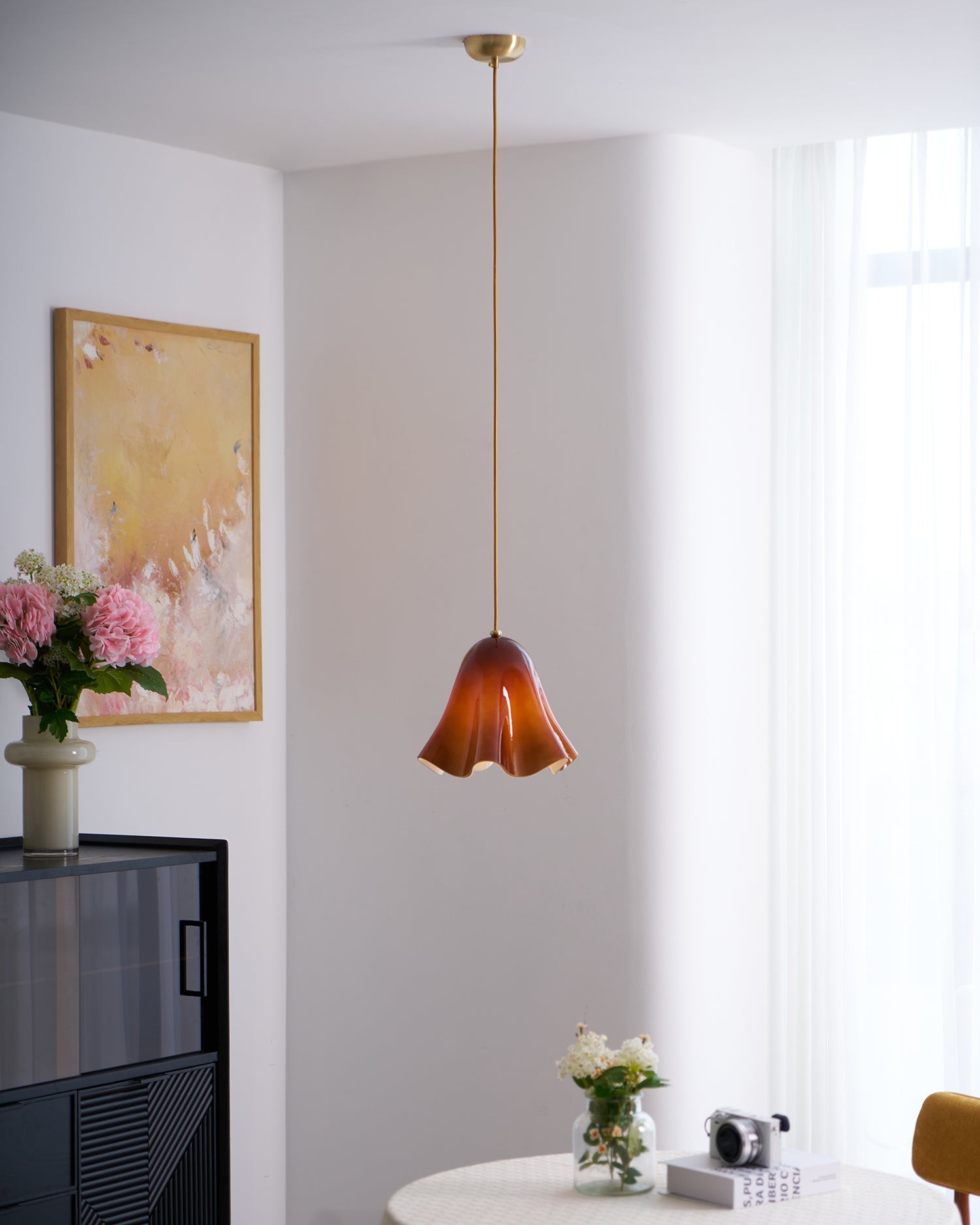 Bellina Artistic Glass Pendant Light - Modern Bloom Inspired Hanging Ceiling Lamp T279