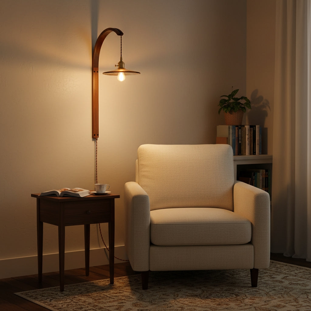 Curved Walnut Ceramic Plug-in Wall Light D498