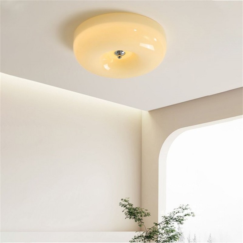 Bauhaus Glass Cream Pudding Ceiling Lamp S151