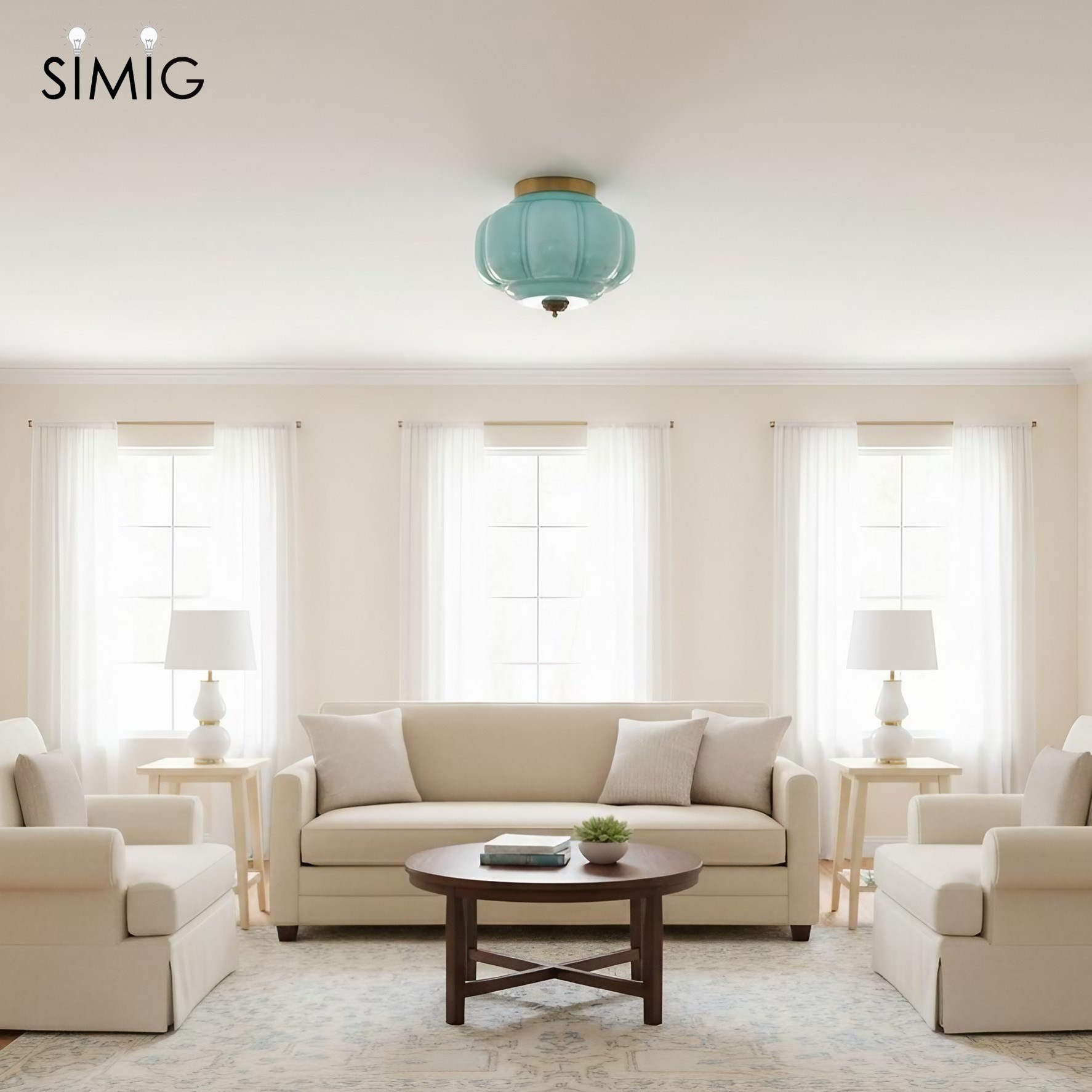 Eloise Retro Milk Glass Semi Flush Mount Ceiling Light G55