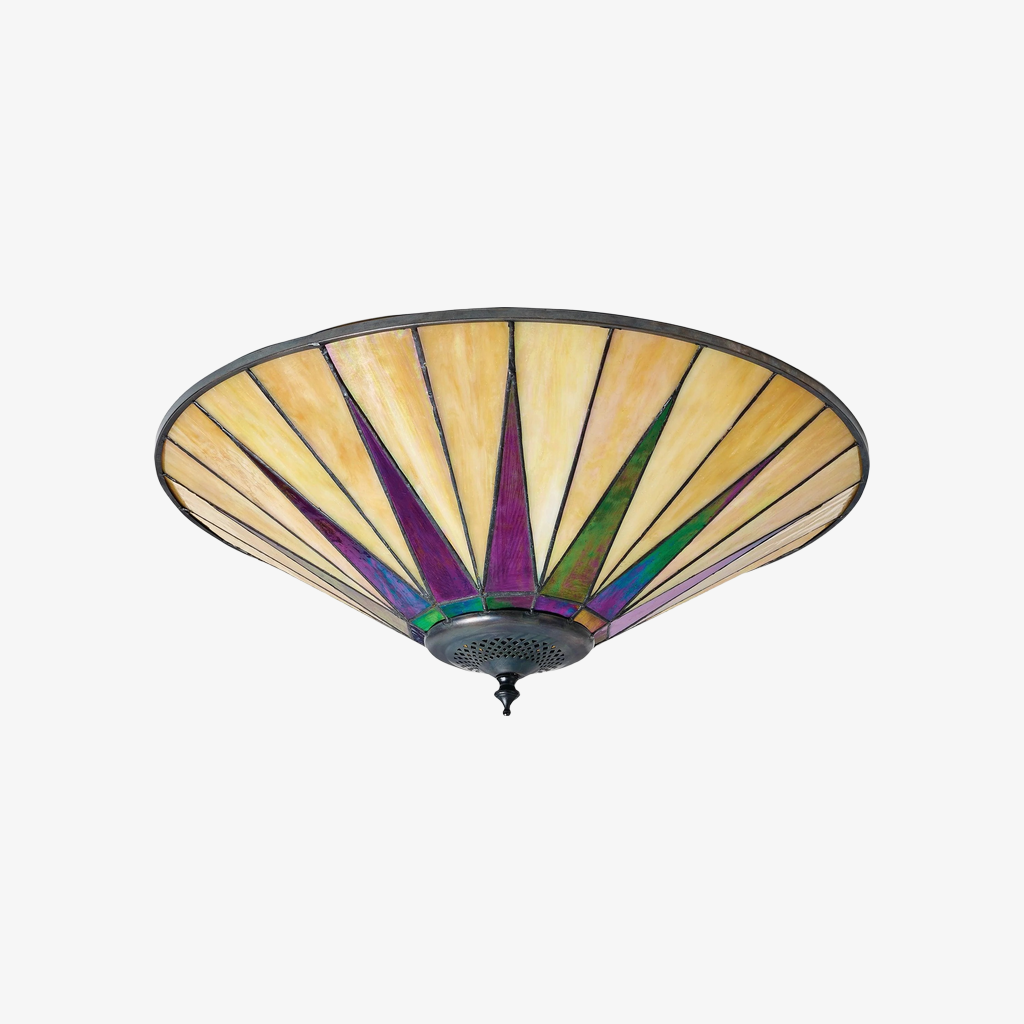TF Dark Star Tiffany Ceiling Lamp - Stained Glass Star Design for Dining or Hall T637