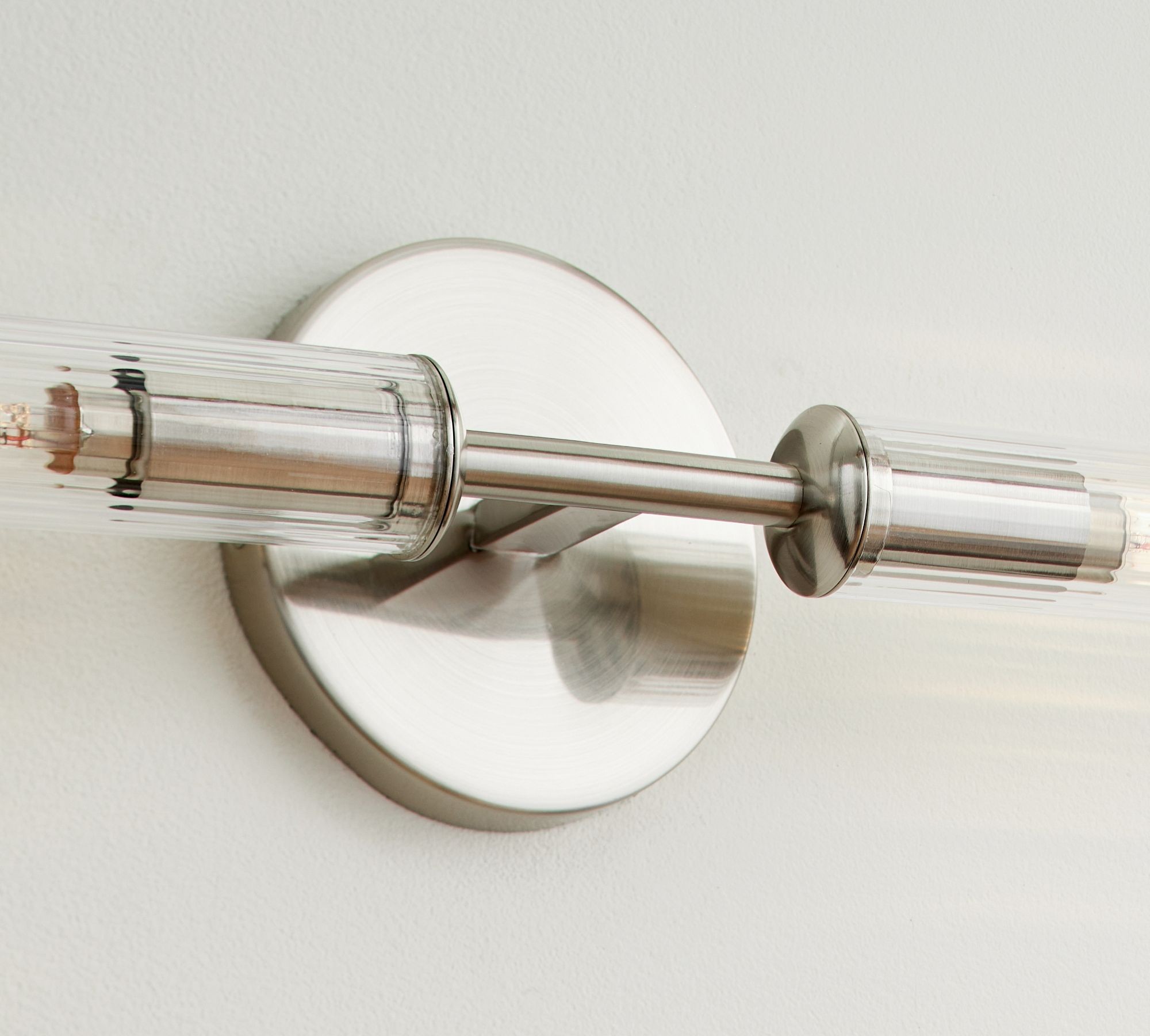 Bravira Ribbed Glass Wall Lamp - Tube Metal Light in Classic Finishes T075