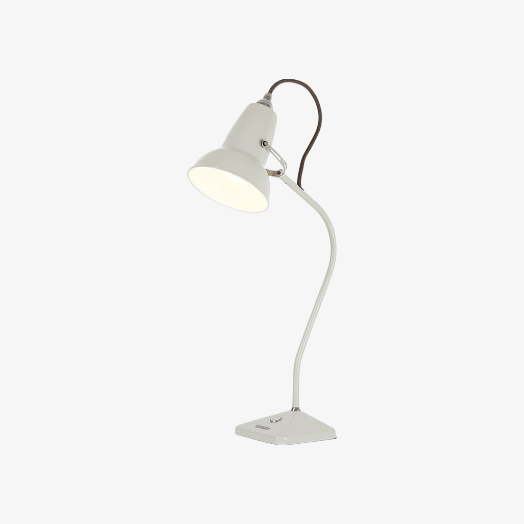 Lniana biała lampa stołowa Modryx Mini