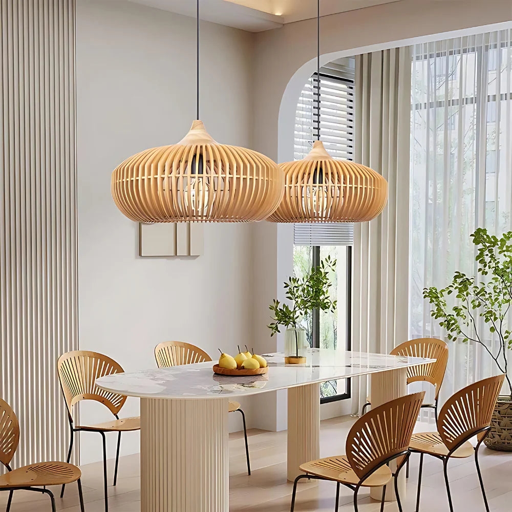 The Halo of Zen Japandi Wood Pendant Light D837