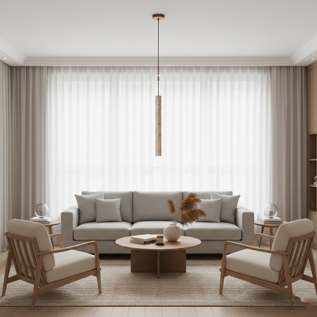 Marbled Travertine Cylinder Modern Pendant Light D857