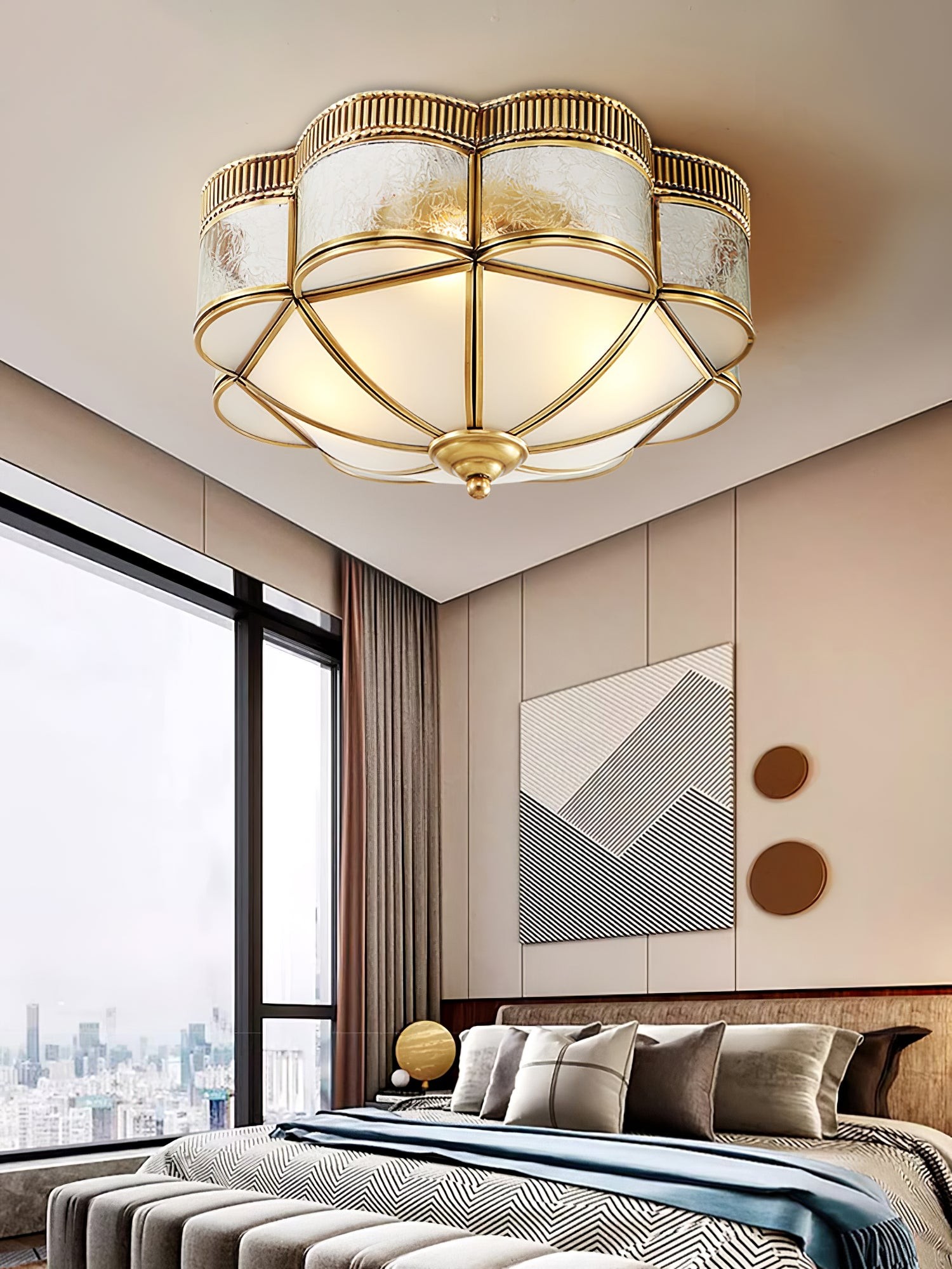 Brass Domed Flush Ceiling Lamp M572