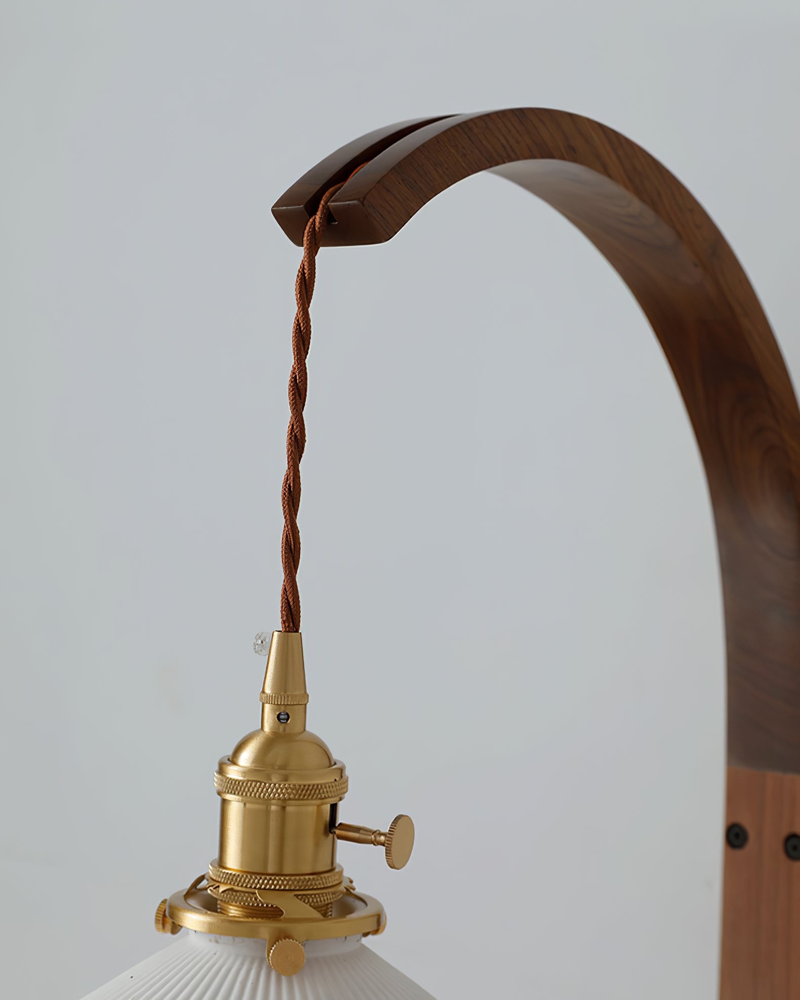 Curved Walnut Ceramic Plug-in Wall Light D498
