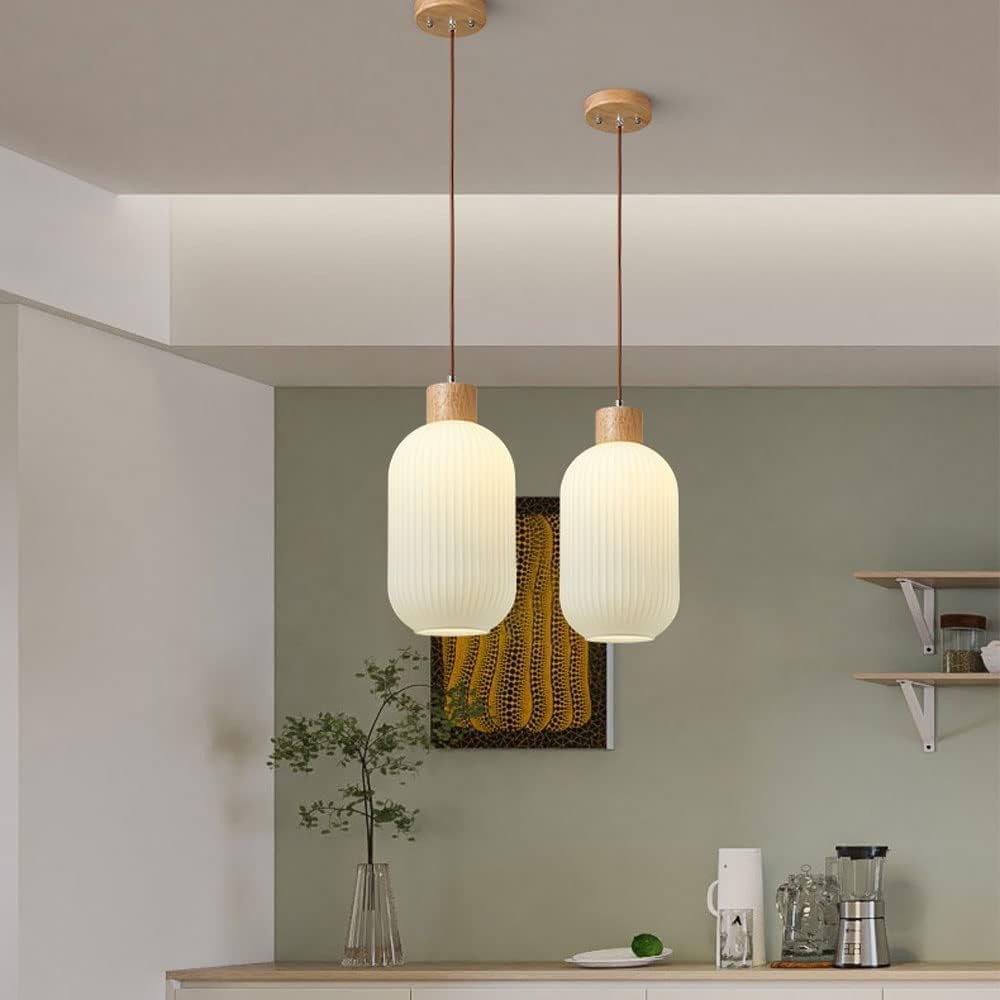 Nordic White Lantern-Like Glass Pendant Lamp M127