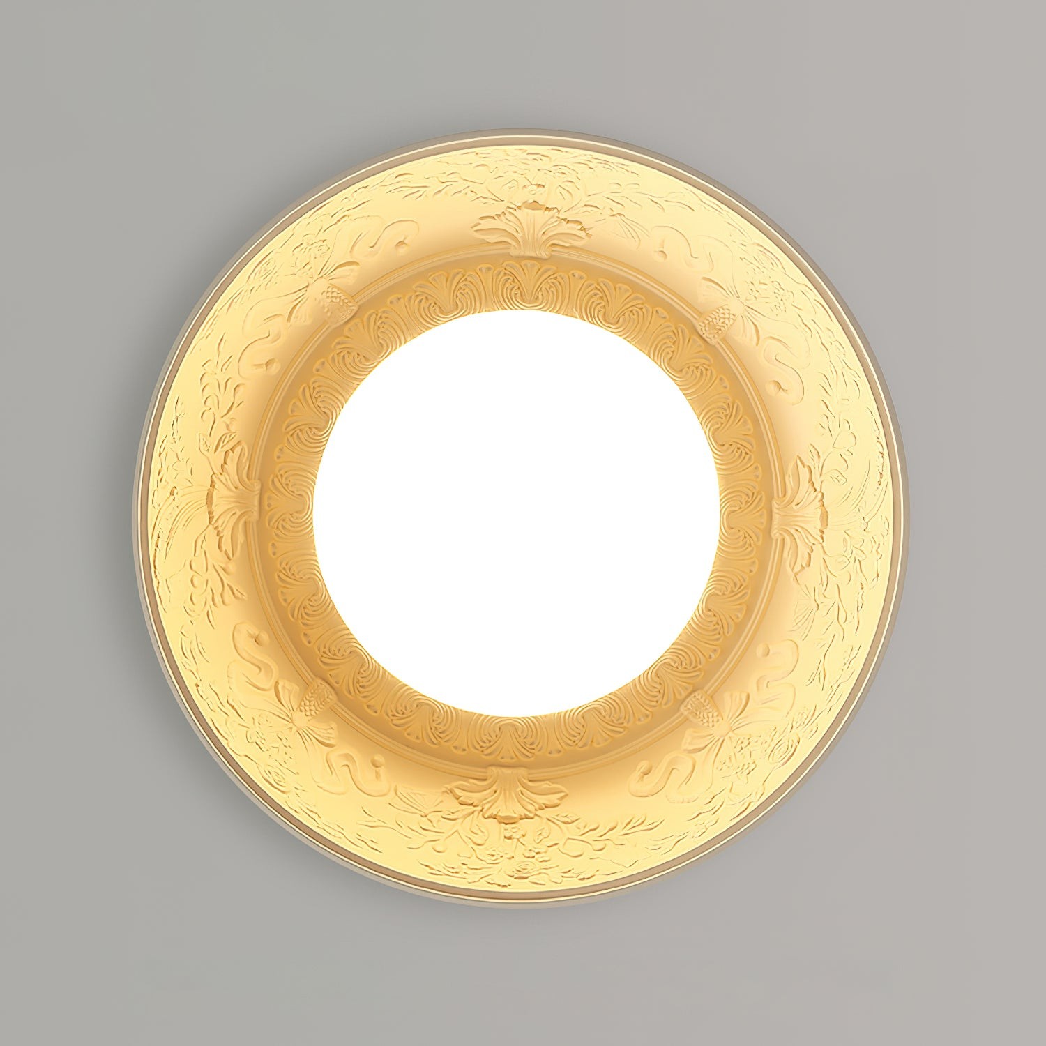 French Romantic Carved Round LED Ceiling Lamp M365
