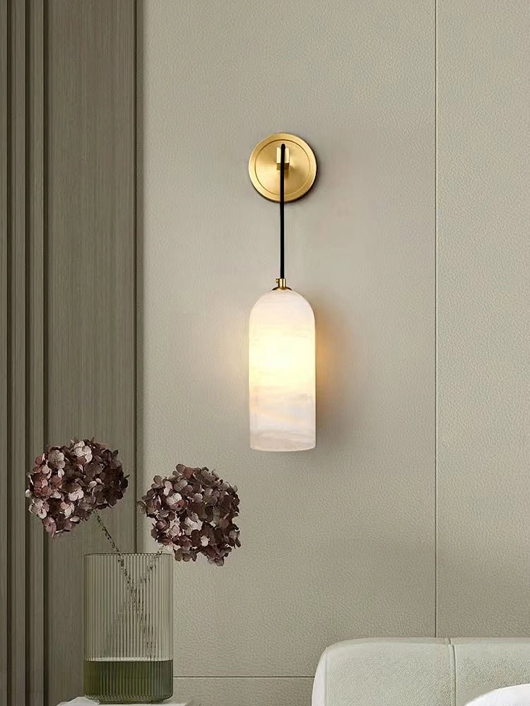 Modern Minimalist Copper Natural Marble Adjustable Wire Wall Lamp M452