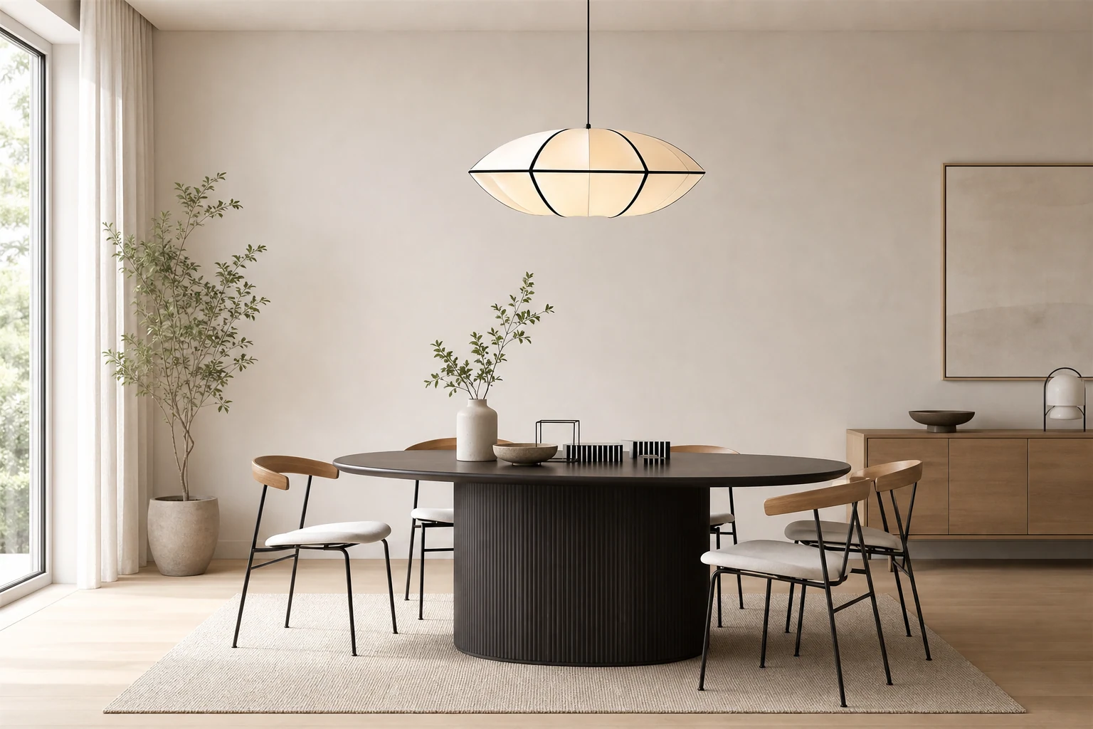 Lampa wisząca z bąbelkami z tkaniny w scenie pokoju lifestylowego
