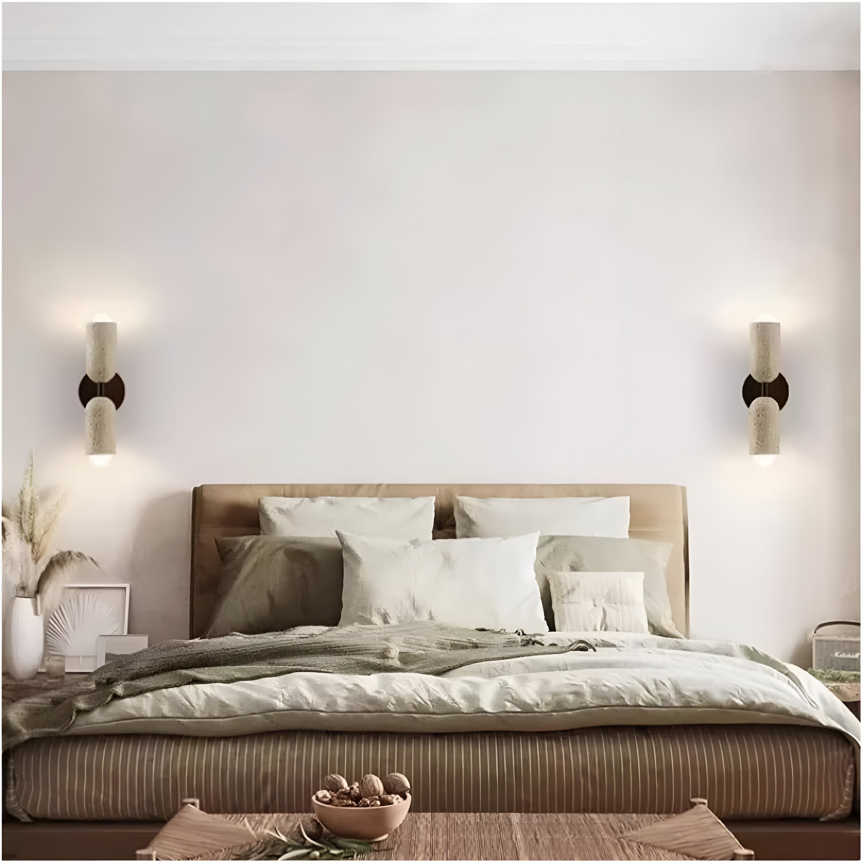 Merrill Travertine and Wood LED Wall Light D962