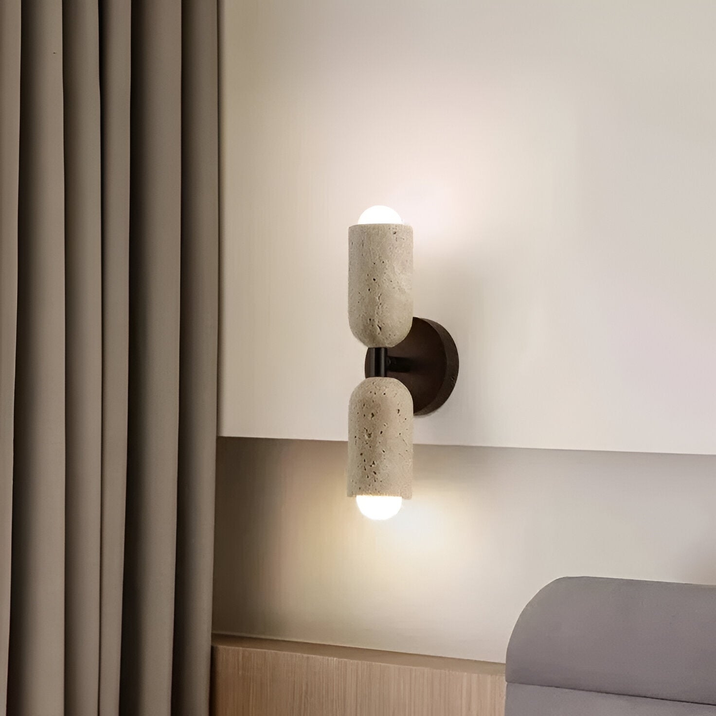 Merrill Travertine and Wood LED Wall Light D962