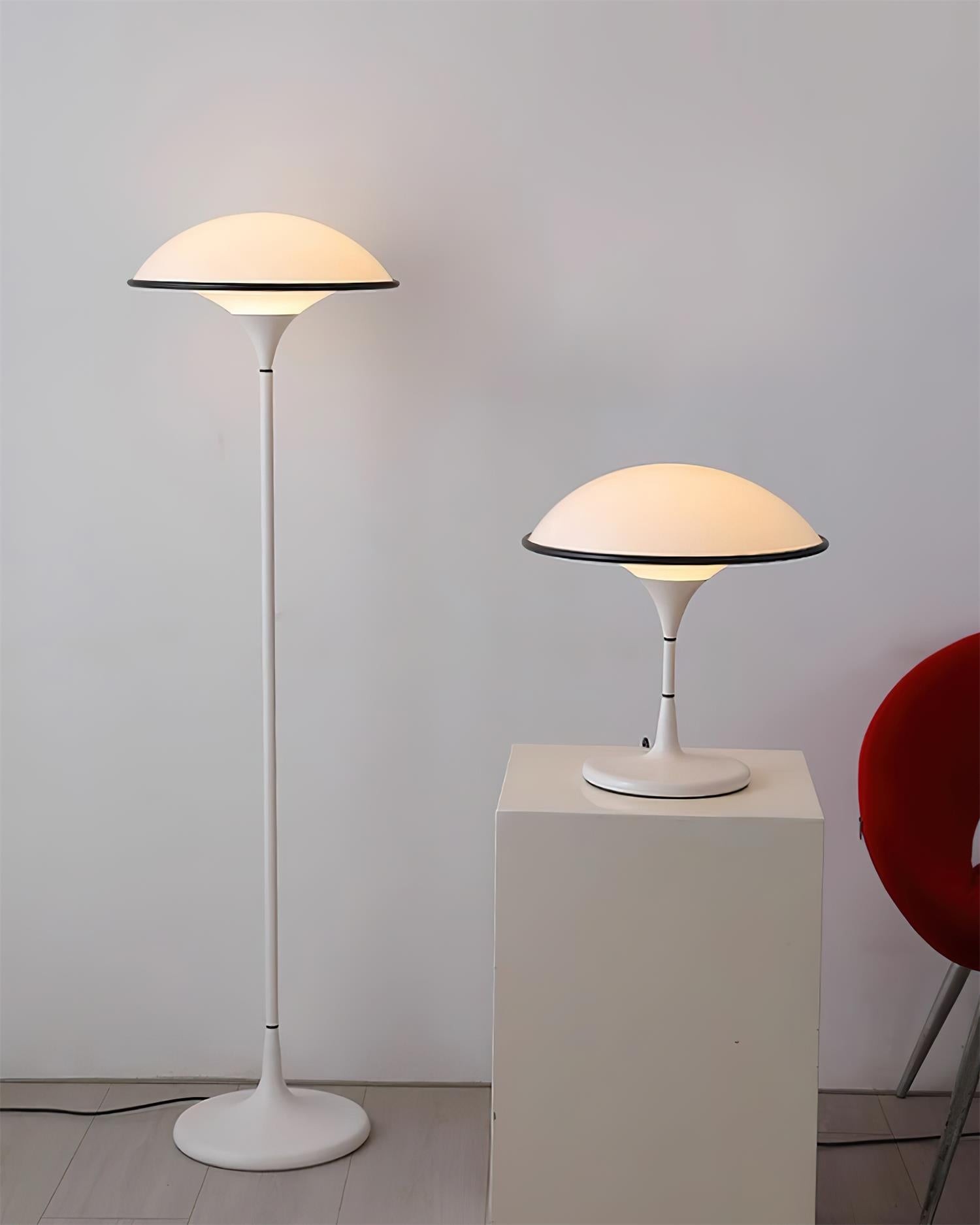 Danish Retro White Flying Saucer Floor Lamp M379