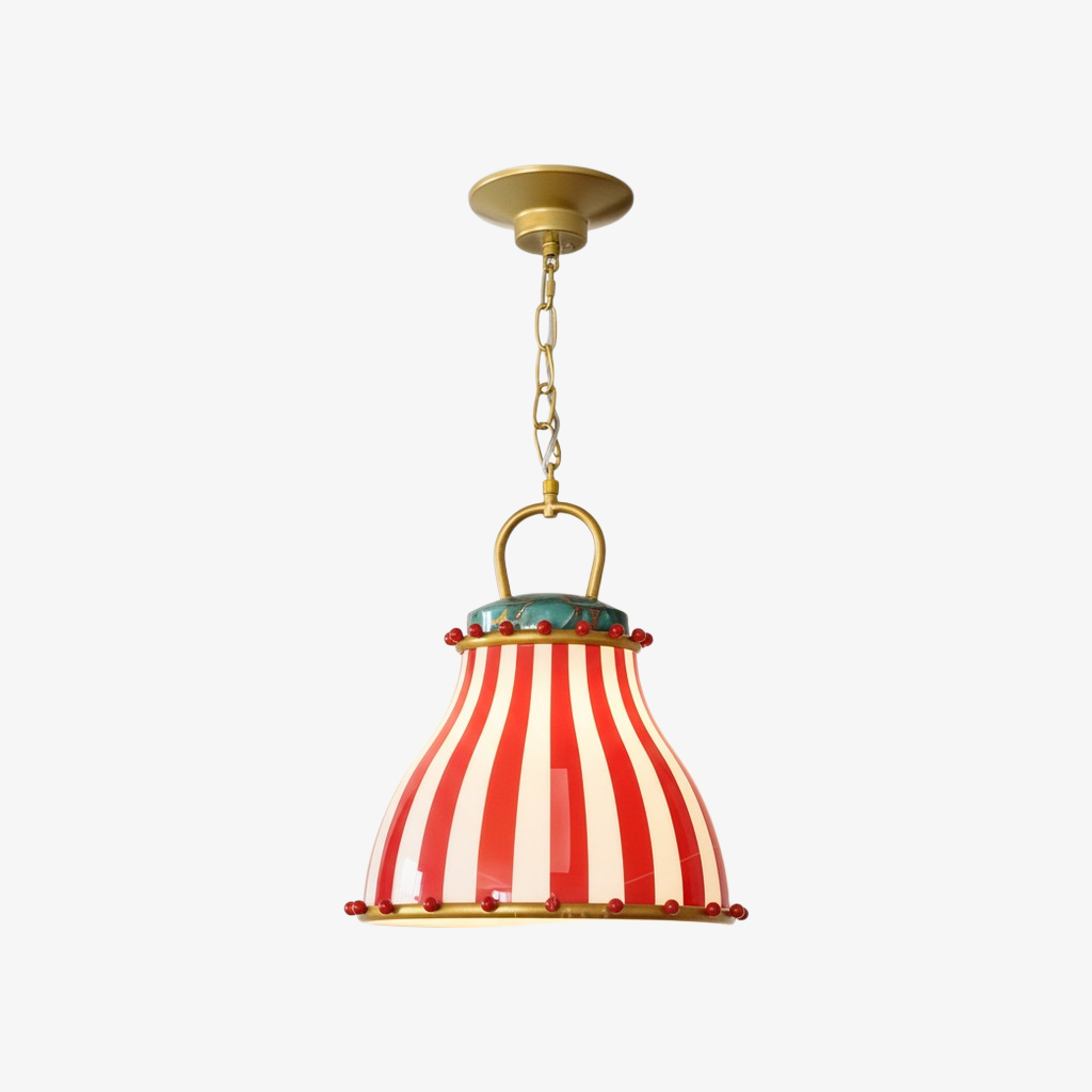 Festilo Glass Pendant Light - Playful Striped Design Hanging Lamp in Decorative Style for Kitchen and Dining T589