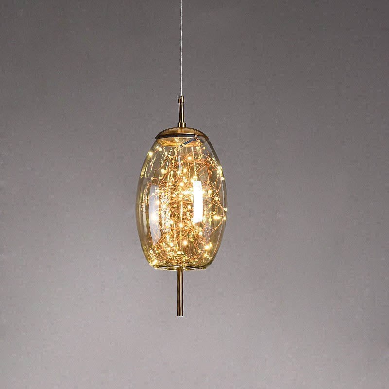 Scandinavian Cylinder Oval Glass Pendant Light M163