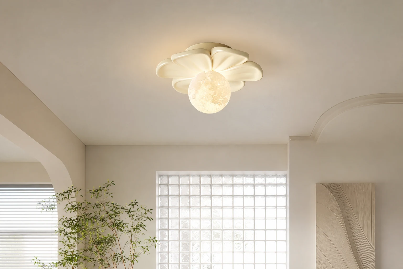 Lampa sufitowa Cream Bloom Flower w stylu delikatnego pomieszczenia