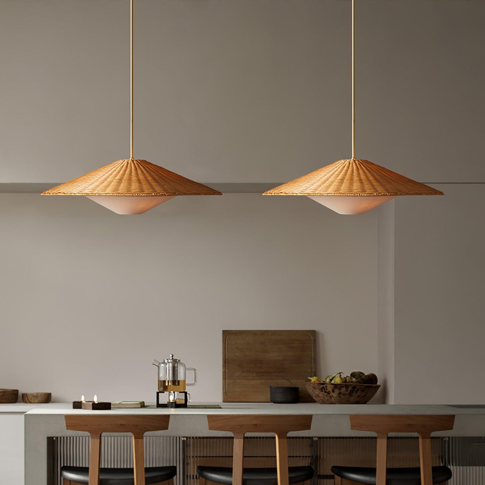 Rattan Hat Pendant Light Suitable For Living Room M29
