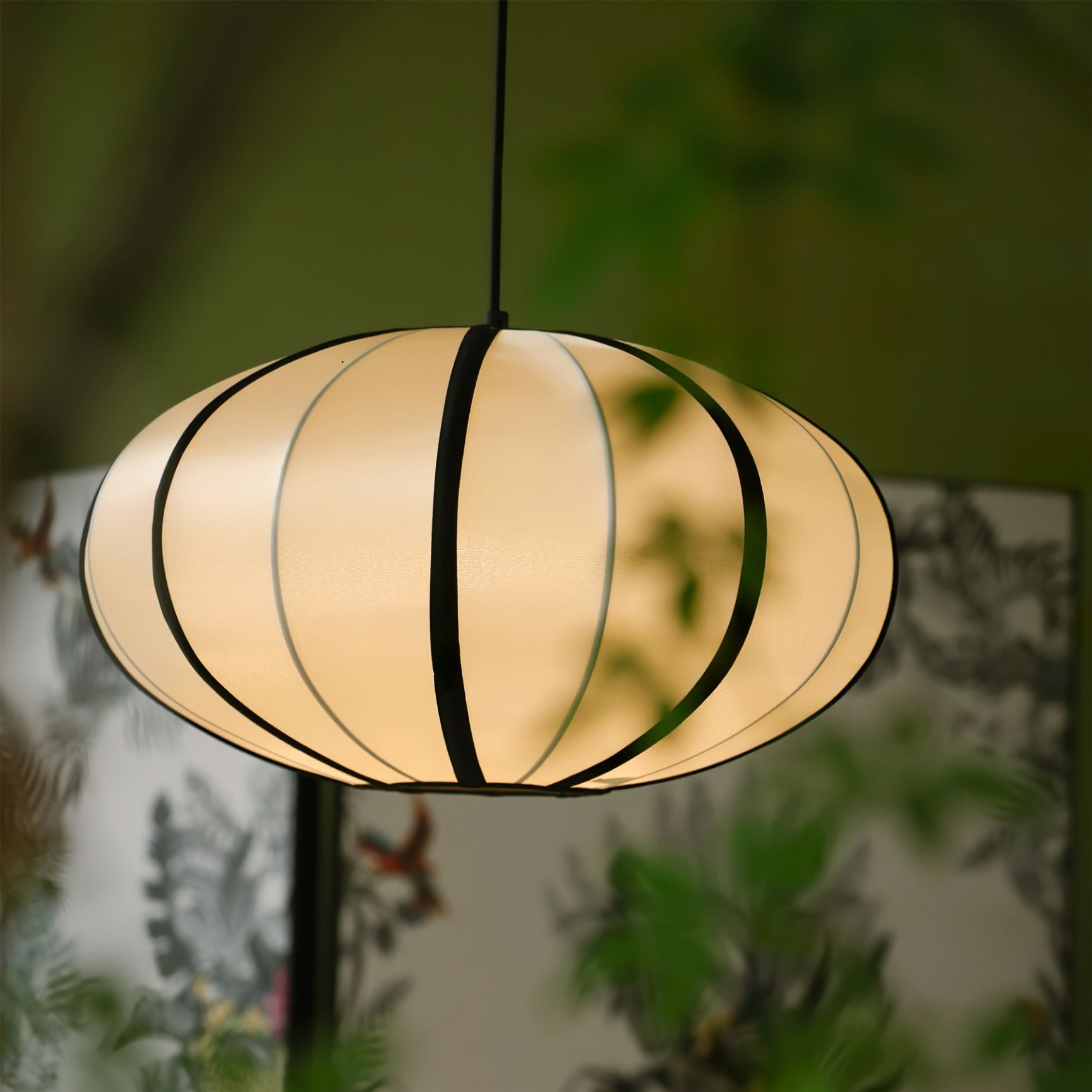 Vintage Silk Lantern Pendant Lamp M575