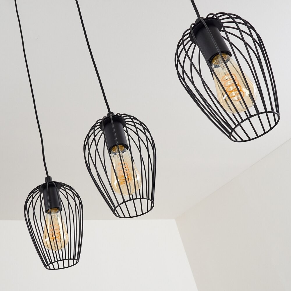 Black Large Vintage Wire Cage Pendant Lamp S68