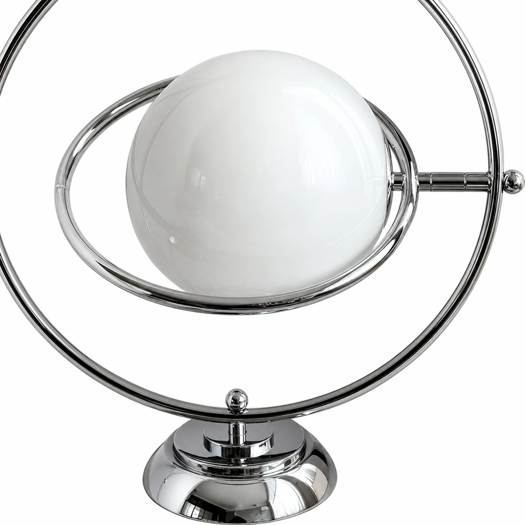 Zbliżenie na materiał i wykończenie lampy stołowej Glass Planet