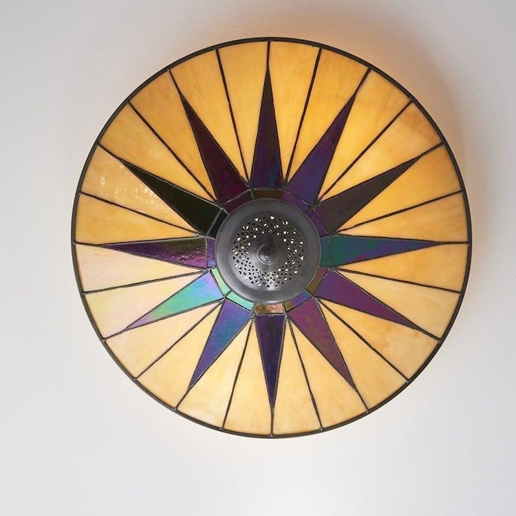 TiffStar Elegant Art Glass Flush Ceiling Light - Vintage-Inspired Ceiling Fixture for Home Interiors T634
