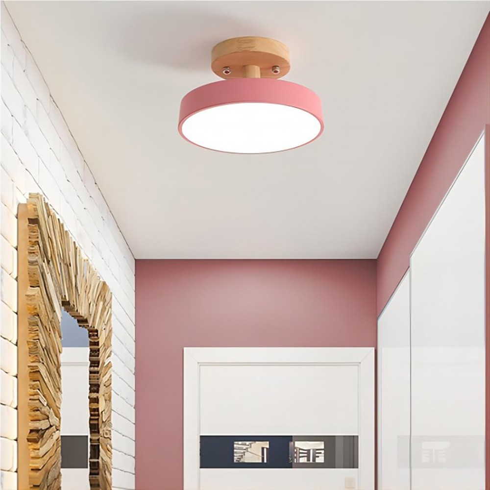 Nordic Macaroon Wooden Round Ceiling Lamp S82
