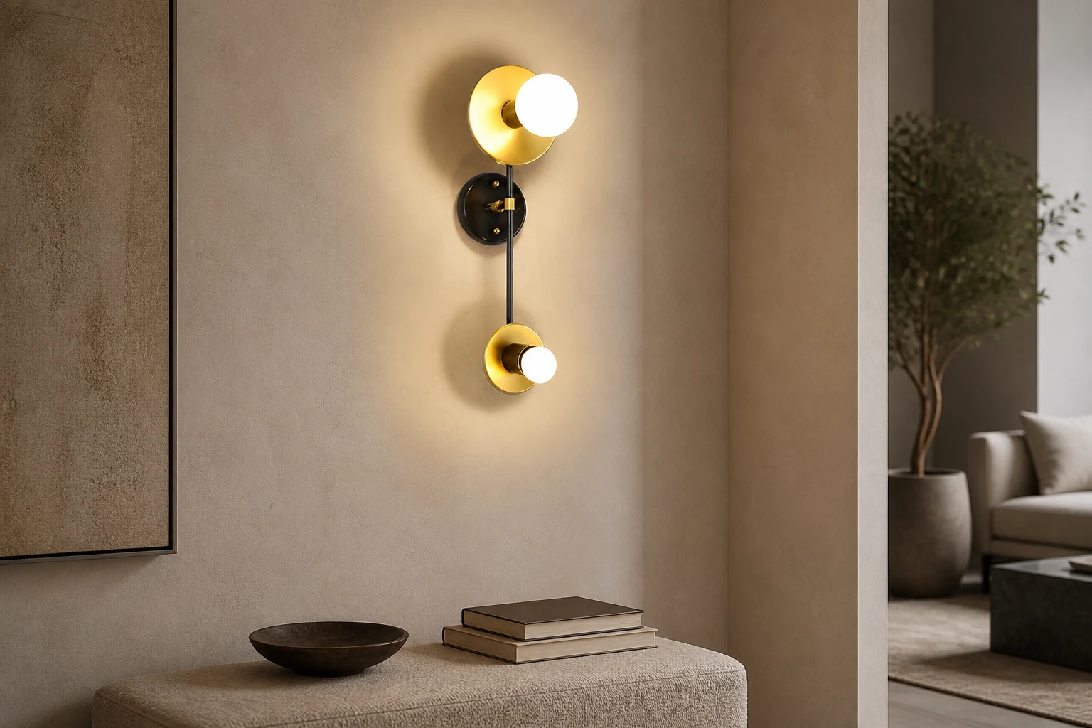 Prosta lampa ścienna z kryształową bańką w stylu życia