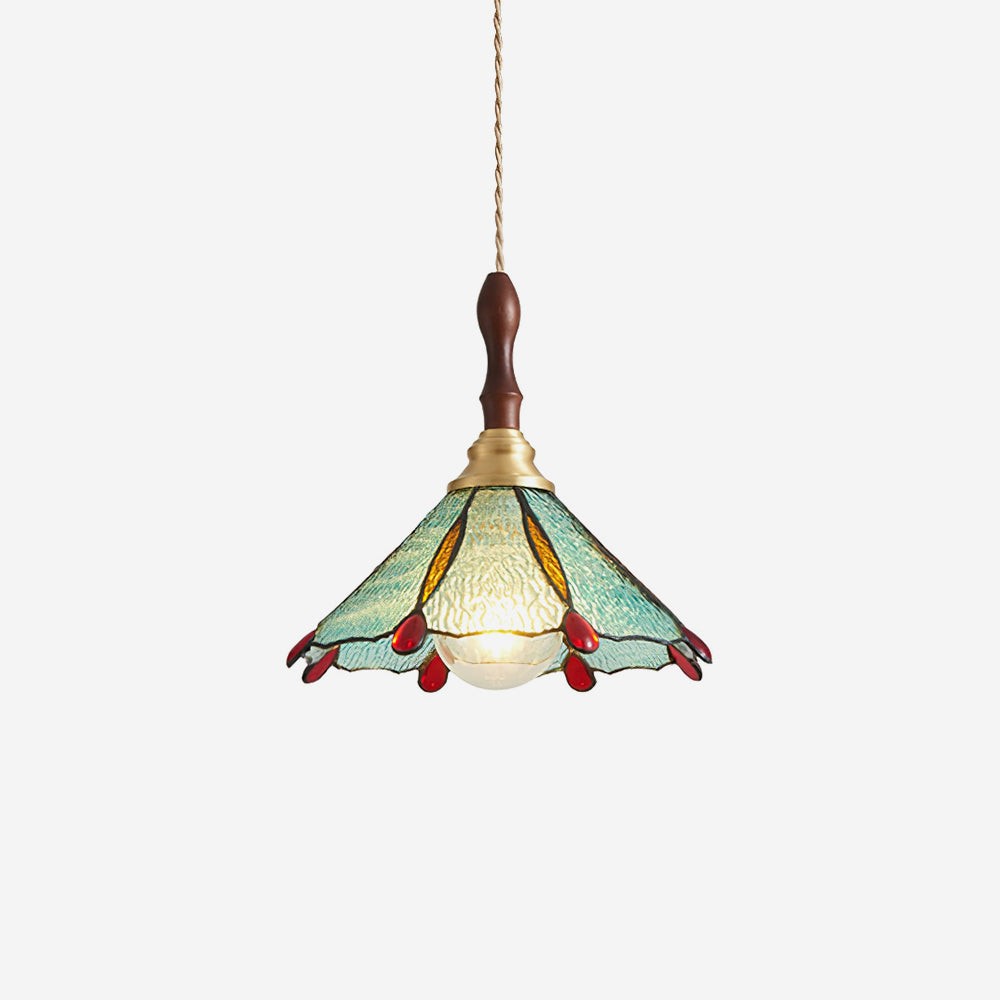 Vintage Tiffany Stanied Glass Pendant Lamp M336