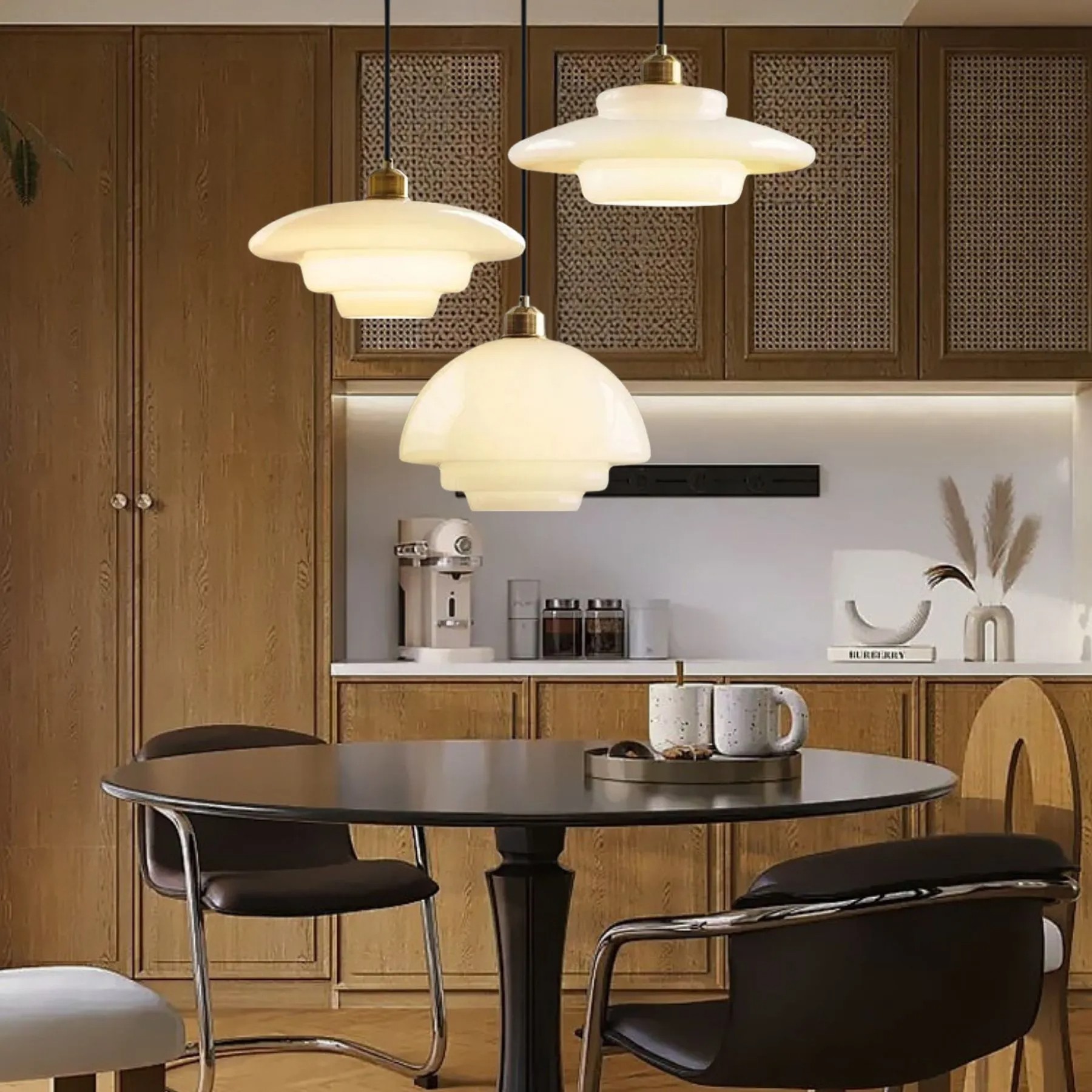 Mid-Century Art Milk White Glass Pendant Lamp S81